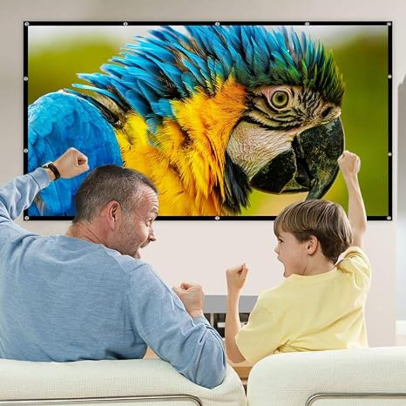 120 Inch Foldable Projection Screen 16:9 Portable Anti-Crease Projector Screen for Home Theater, Indoor/Outdoor, Double-Sided Movie Screen Folding