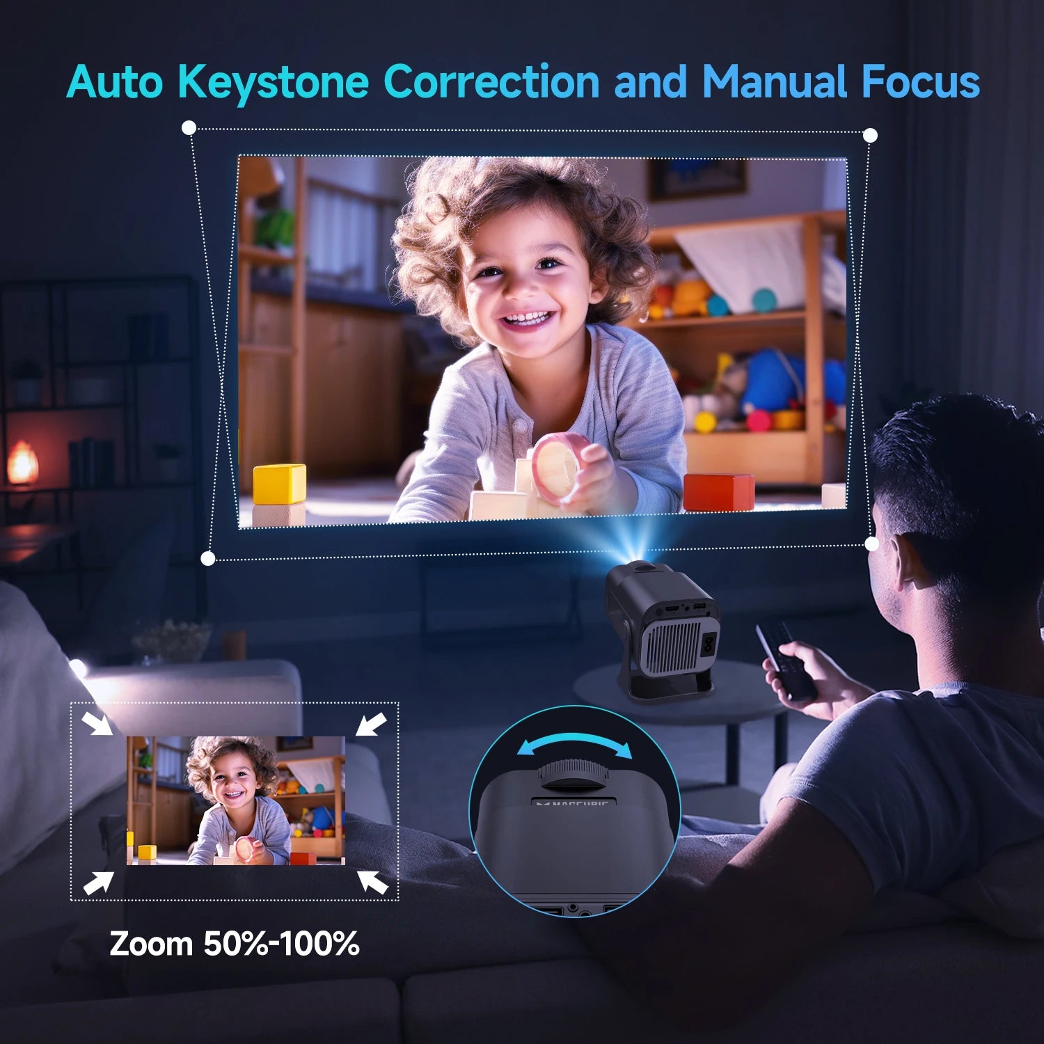HY320 Mini Native 720P Android 11 4K Projector 300ANSI Wifi6 BT5.0 Cinema Outdoor Portable 180° Rotable Projector