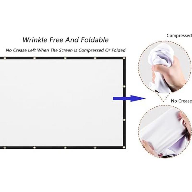 120 Inch Foldable Projection Screen 16:9 Portable Anti-Crease Projector Screen for Home Theater, Indoor/Outdoor, Double-Sided Movie Screen Folding